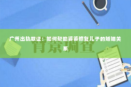 广州出轨取证：如何帮助婆婆修复儿子的婚姻关系