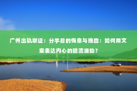 广州出轨取证：分手后的悔意与挽回：如何用文案表达内心的暗流涌动？