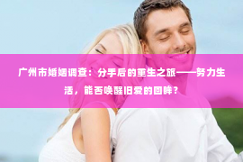 广州市婚姻调查：分手后的重生之旅——努力生活，能否唤醒旧爱的回眸？