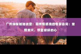 广州缘探婚姻调查：赣州情感挽回专家咨询：重燃爱火，修复破碎的心