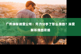 广州缘探调查公司:外力分手了怎么挽回?深度解析挽回攻略 广州缘探调查公司:外力分手了怎么挽回?深度解析挽回攻略
