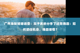 广州缘探婚姻调查：双子男的分手了还想挽回：如何抓住机会，挽回爱情？