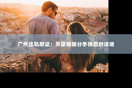 广州出轨取证：失望婚姻分手挽回的话语