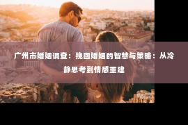 广州市婚姻调查：挽回婚姻的智慧与策略：从冷静思考到情感重建