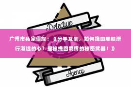 广州市私家侦探：《分手互删，如何挽回那颗渐行渐远的心？揭秘挽回爱情的秘密武器！》