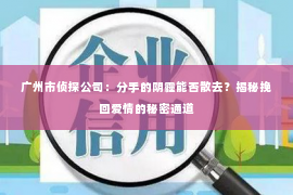 广州市侦探公司：分手的阴霾能否散去？揭秘挽回爱情的秘密通道