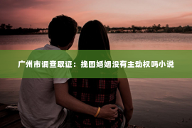 广州市调查取证：挽回婚姻没有主动权吗小说