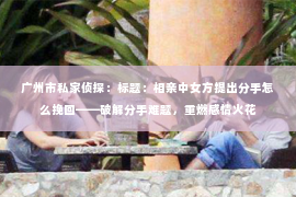 广州市私家侦探：标题：相亲中女方提出分手怎么挽回——破解分手难题，重燃感情火花