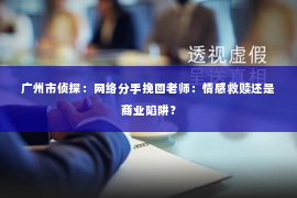 广州市侦探：网络分手挽回老师：情感救赎还是商业陷阱？
