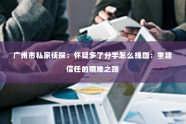 广州市私家侦探：怀疑多了分手怎么挽回：重建信任的艰难之路