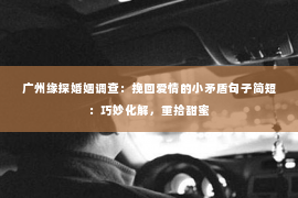 广州缘探婚姻调查：挽回爱情的小矛盾句子简短：巧妙化解，重拾甜蜜