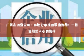 广州市调查公司：异地分手挽回歌曲推荐：一首能触动人心的旋律