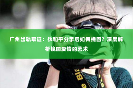 广州出轨取证:狄和平分手后如何挽回?深度解析挽回爱情的艺术 广州出轨取证:狄和平分手后如何挽回?深度解析挽回爱情的艺术