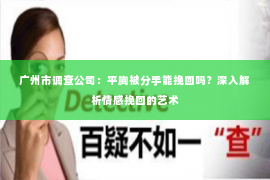广州市调查公司：平胸被分手能挽回吗？深入解析情感挽回的艺术