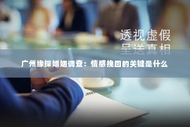 广州缘探婚姻调查：情感挽回的关键是什么