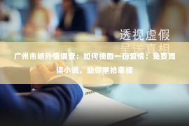 广州市婚外情调查：如何挽回一份爱情：免费阅读小说，助你重拾幸福