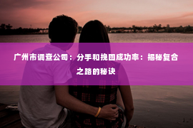 广州市调查公司：分手和挽回成功率：揭秘复合之路的秘诀