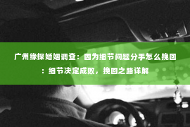 广州缘探婚姻调查：因为细节问题分手怎么挽回：细节决定成败，挽回之路详解