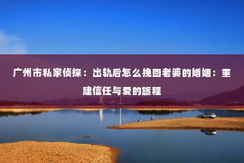 广州市私家侦探：出轨后怎么挽回老婆的婚姻：重建信任与爱的旅程