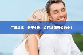 广州缘探：分手6天，如何挽回老公的心？