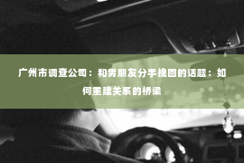 广州市调查公司：和男朋友分手挽回的话题：如何重建关系的桥梁
