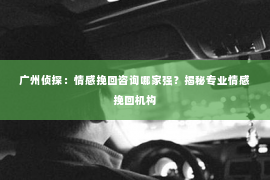 广州侦探：情感挽回咨询哪家强？揭秘专业情感挽回机构