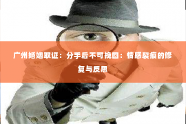 广州婚姻取证：分手后不可挽回：情感裂痕的修复与反思