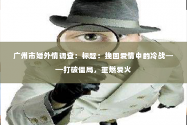 广州市婚外情调查：标题：挽回爱情中的冷战——打破僵局，重燃爱火