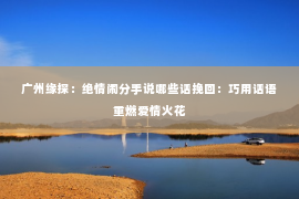 广州缘探：绝情闹分手说哪些话挽回：巧用话语重燃爱情火花