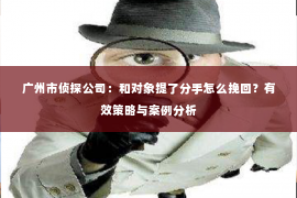 广州市侦探公司：和对象提了分手怎么挽回？有效策略与案例分析