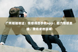 广州婚姻取证：情感挽回手机app：助力情感重建，重拾爱的温暖