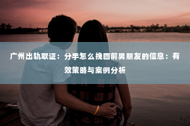 广州出轨取证：分手怎么挽回前男朋友的信息：有效策略与案例分析