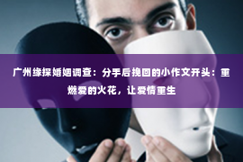 广州缘探婚姻调查：分手后挽回的小作文开头：重燃爱的火花，让爱情重生
