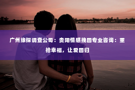 广州缘探调查公司：贵阳情感挽回专业咨询：重拾幸福，让爱回归
