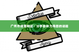 广州市调查取证：分手后极力挽回的话题