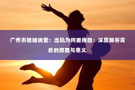 广州市婚姻调查：出轨为何要挽回：深度解析背后的原因与意义