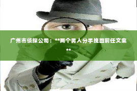 广州市侦探公司：**两个男人分手挽回前任文案**
