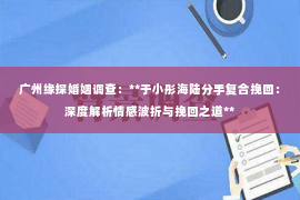 广州缘探婚姻调查：**于小彤海陆分手复合挽回：深度解析情感波折与挽回之道**