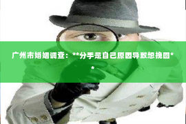 广州市婚姻调查：**分手是自己原因导致想挽回**