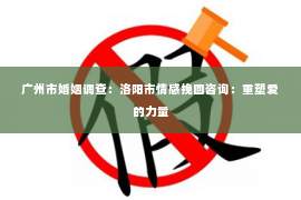 广州市婚姻调查：洛阳市情感挽回咨询：重塑爱的力量