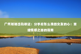 广州婚姻出轨取证：分手后怎么挽回女友的心：重建情感之路的指南