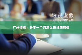 广州侦探：分手一个月怎么去挽回感情