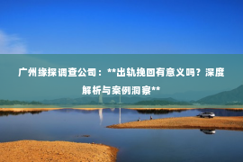 广州缘探调查公司：**出轨挽回有意义吗？深度解析与案例洞察**
