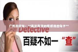 广州市侦探：**真正有效的情感挽回句子**