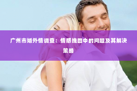 广州市婚外情调查：情感挽回中的问题及其解决策略