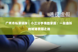 广州市私家侦探：小三分手挽回家庭：一段曲折的婚姻救赎之路