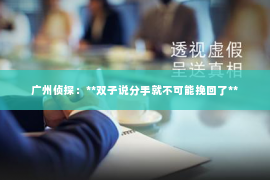 广州侦探：**双子说分手就不可能挽回了**