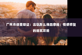 广州市调查取证：出轨怎么挽回摩羯：情感修复的细腻攻略