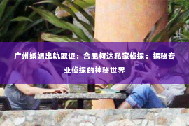 广州婚姻出轨取证：合肥柯达私家侦探：揭秘专业侦探的神秘世界