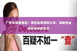 广州市调查取证：南召私家侦探公司：揭秘专业侦探的神秘世界